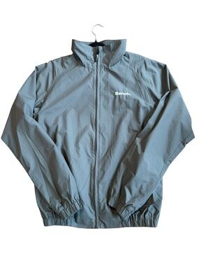 Bench Men’s Grey Logo Windbreaker Jacket M Y2K Streetwear